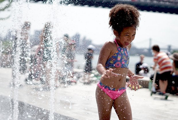 Splash at Domino Park's splash pad all summer long free of charge