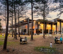 Families enjoying a night out. Photo courtesy of Paradigm Brewing in Tomball