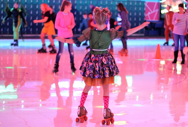 This image shows skaters at Roller Kingdom in the Merrimack Valley.