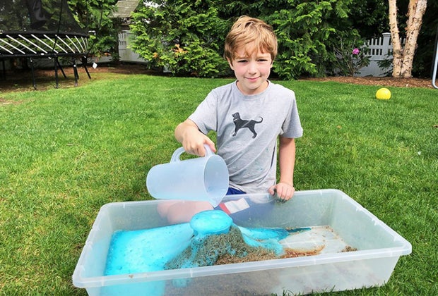 Make a sandbox volcano for science fairs or just for fun! 
