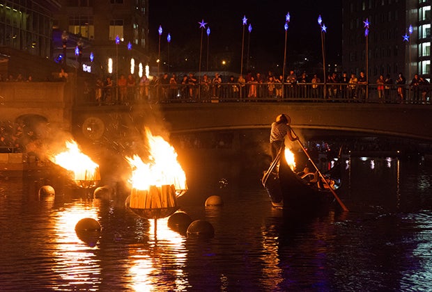 Image of Gondolas at WaterFire Providence