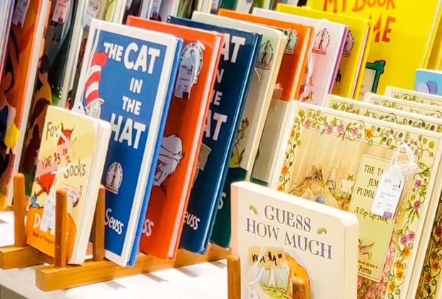 Children's books at a consignment sale