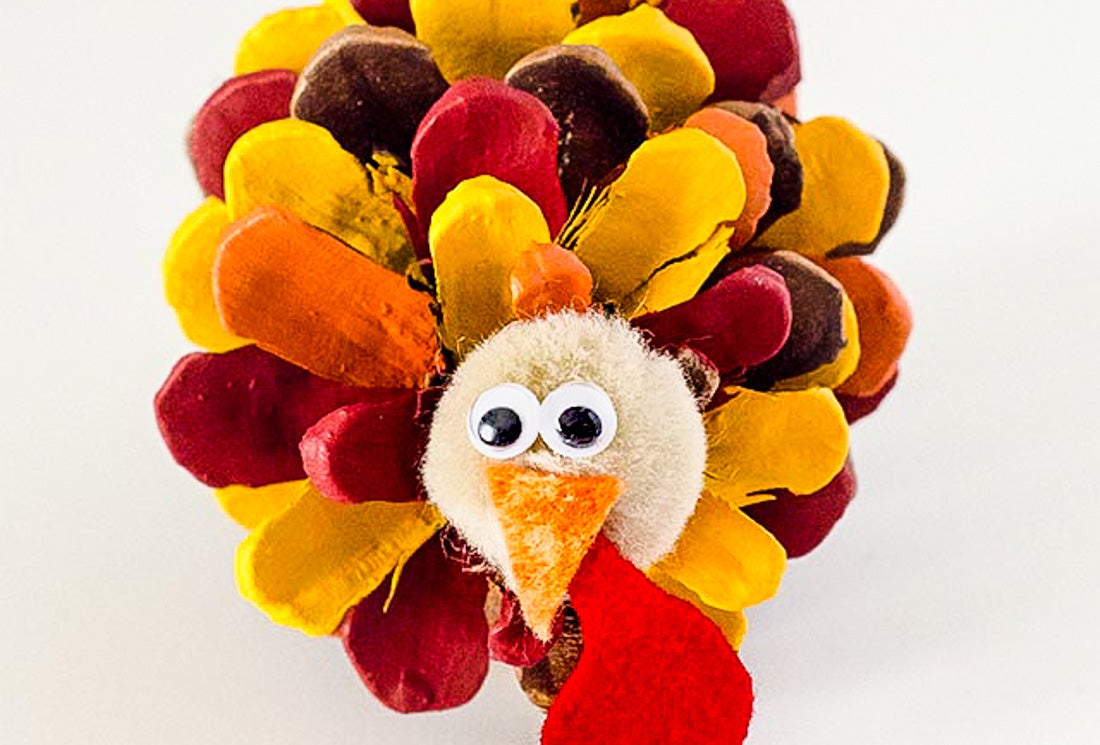 Make an easy and adorable pine cone turkey. Photo courtesy of  the website Live Craft Eat