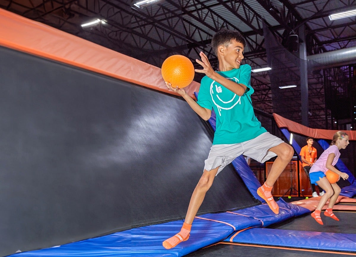 Dodgeball takes on new dimensions when played on a trampoline. Photo courtesy of Sky Zone Trampoline Park
