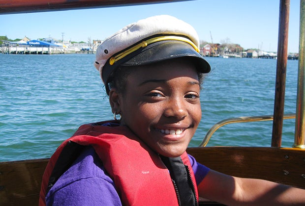 Girl steers Old Glory