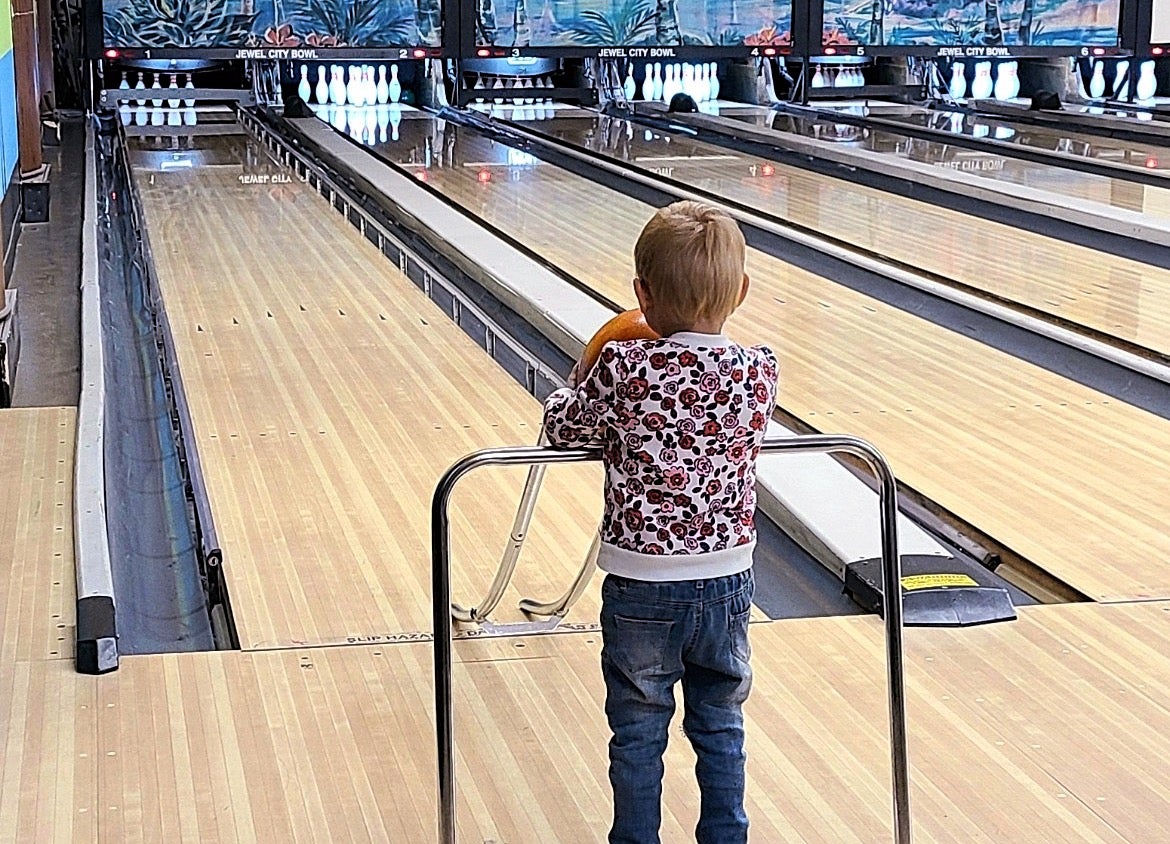 Ball ramps and gutter bumpers can make bowling more fun for the youngest of kids. And us bad bowlers. Photo courtesy of Jewel City Bowl