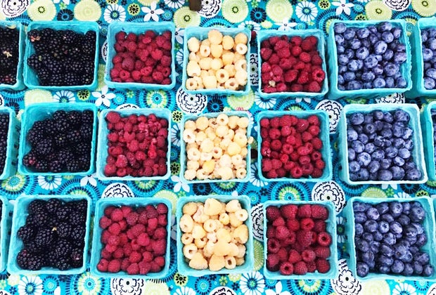 Baskets of fresh berries can be purchased from the Farmers Market on Father's Day in Westchester