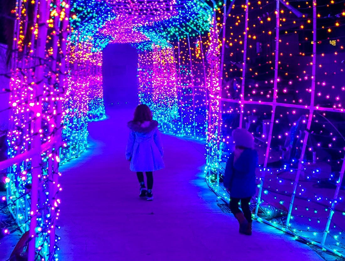 Exploring the Snow N Glow Light Trail. Photo courtesy of the author