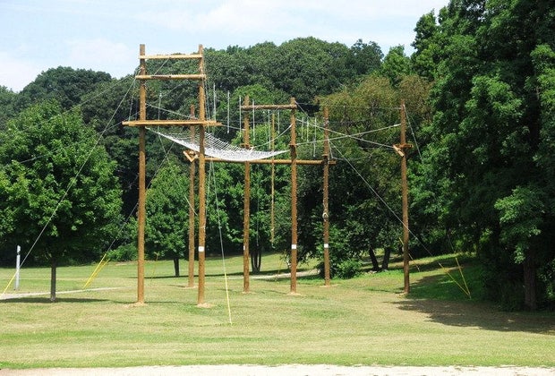 The adventure course at Ally Pond Park