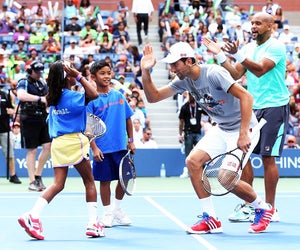 Novak Djokovic participates in Arthur Ashe Kids' Day at the US Open. Photo courtesy of the USTA