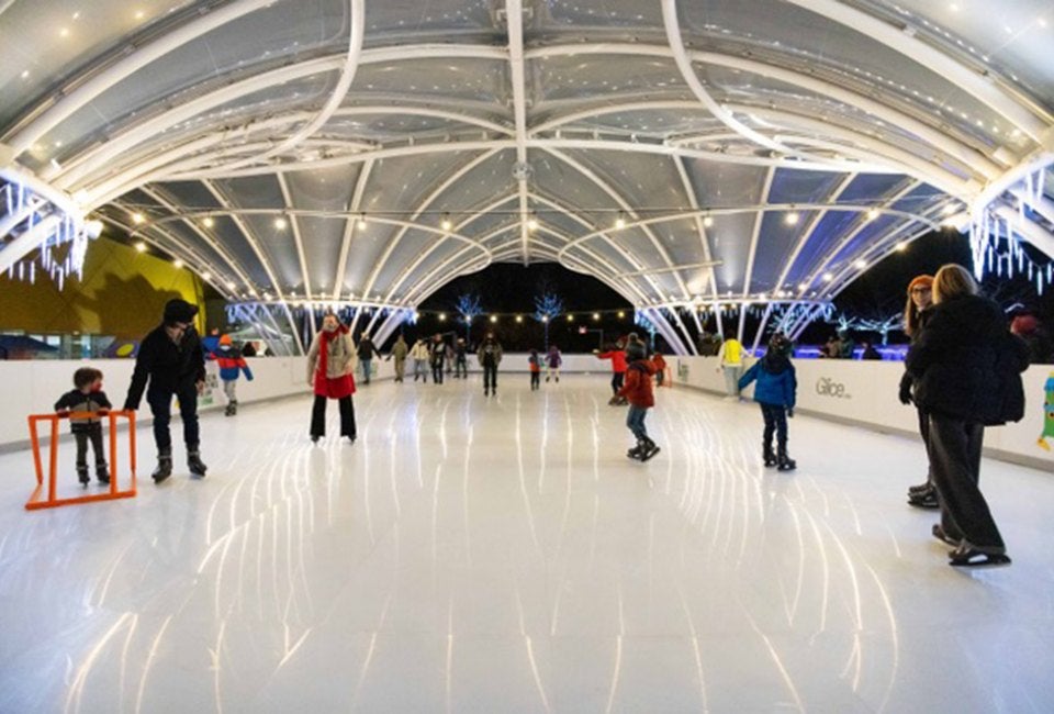Best Outdoor Ice Skating Rinks in NYC for Kids and Families Glide your way across the Brooklyn Children's Museum's roof when its popular ArtRink returns. Photo by Winston Williams