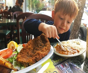 Tierras Colombianas traditional dishes win over kids with yummy comfort food. Photo by Sydney Ng