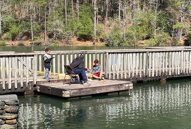 kids oan dock at Unicoi State Park.