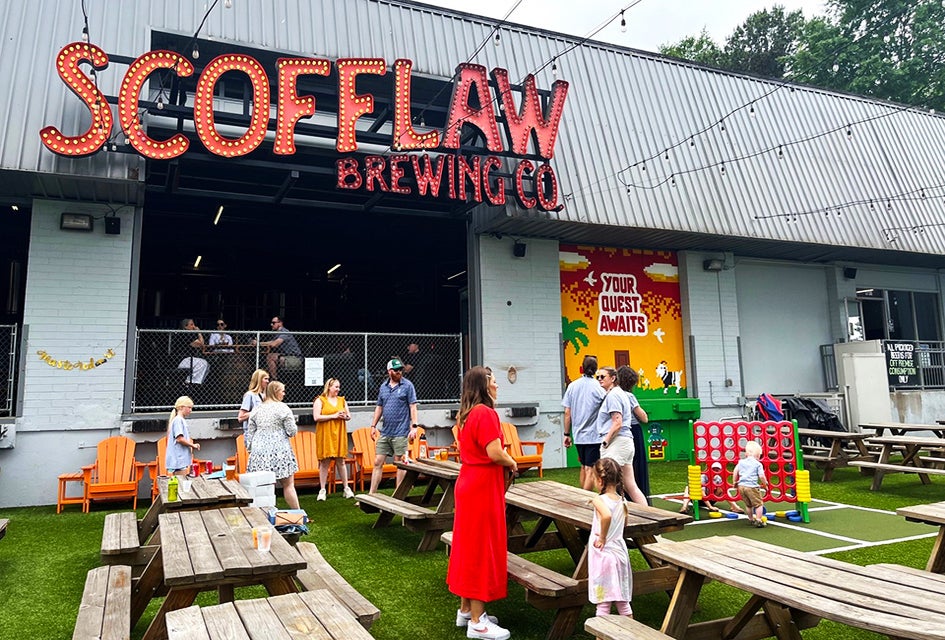 Kids will stay entertained, and parents can relax with a pint at Scofflaw Brewing. Photo by author