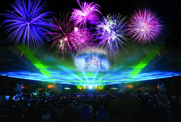 Fireworks light up the night at Stone Mountain Park. Photo courtesy of Stone Mountain