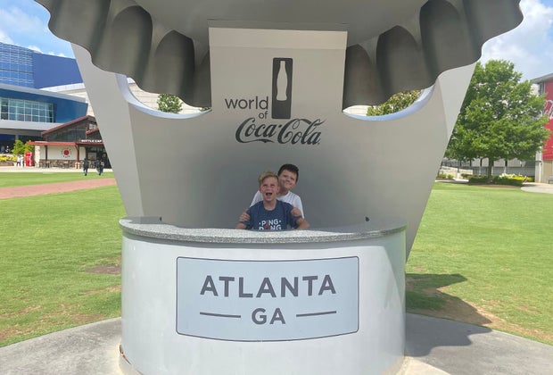 Kids outside the World of Coca Cola