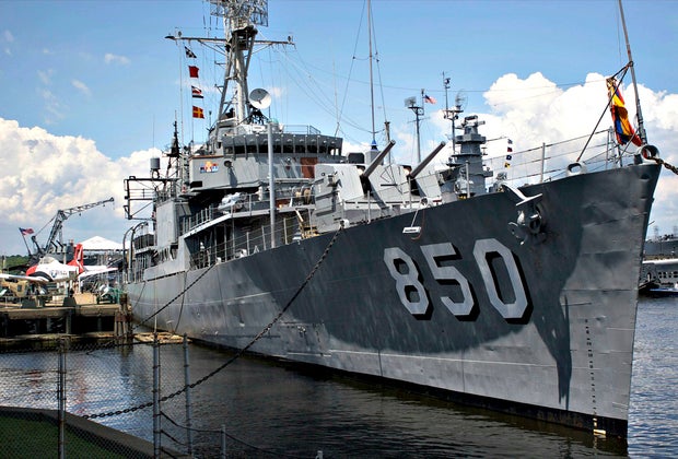 Image of battleship in Fall River - Best Day Trips from Boston.