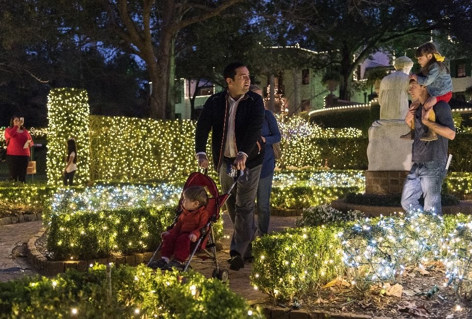 Things to Do This Weekend in Houston: Bayou Bend's Christmas Village, Stearman Santa Bayou Bend's annual Christmas Village is a sparkling wonderland the whole family will enjoy./Photo courtesy of the Museum of Fine Arts, Houston.