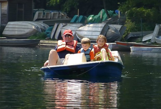 family paddle boating