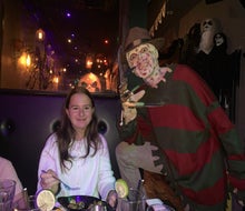 Costumed character and spooky decor are trademarks of a night out at Beetle House NYC. Photo by the author