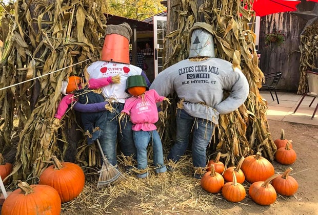 Photo of pumpkin people at B.F. Clyde's Cider Mill in Mystic CT