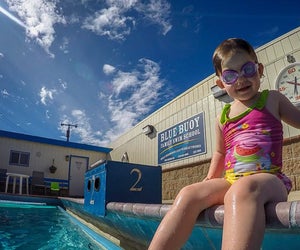 There's a separate pool here for parent and me classes. Photo courtesy of the Blue Buoy Family Swim School 