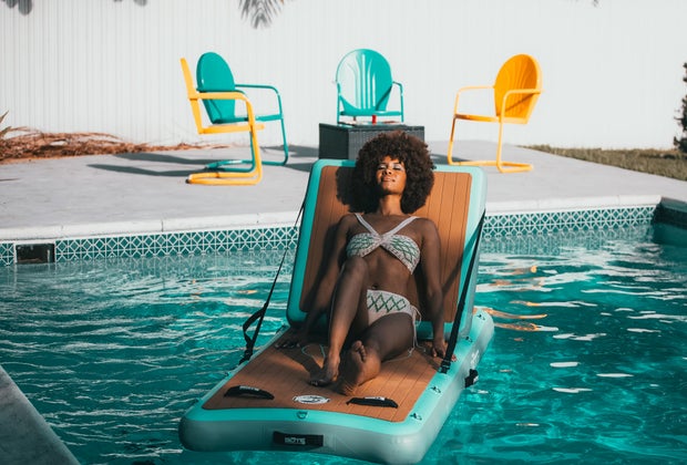 It's mommy time, with the BOTE Infaltable Lounge Chair. Photo courtesy of BOTE