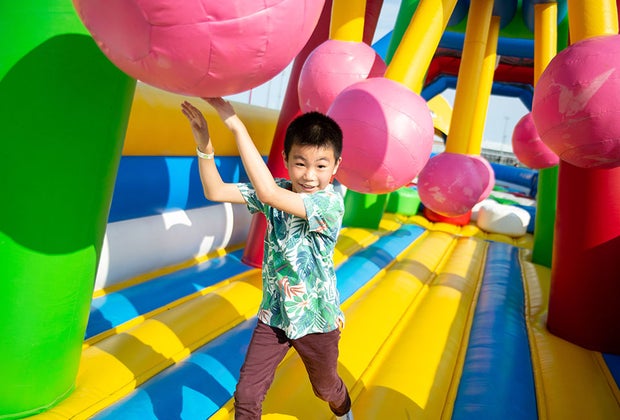 Boy in bounce house