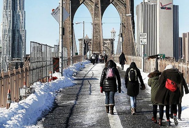 Play tourist with a not-too-crowded winter walk across the Brooklyn Bridge