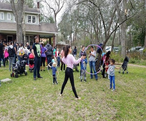 Take your Sunday outdoors with a day of play full of bubbles, hula hoops, sidewalk chalk, and more. Photo courtesy of Nature Discovery Center.