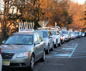Car Menorah Parade. Photo courtesy of Chabad Lubavitch of Camden and Burlington Counties, NJ