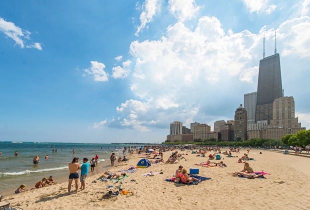 Chicago beaches along the shores of Lake Michigan.