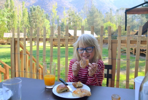 Huttopia Paradise Springs: Discover the Best New Glamping near Los Angeles: breakfast on the deck