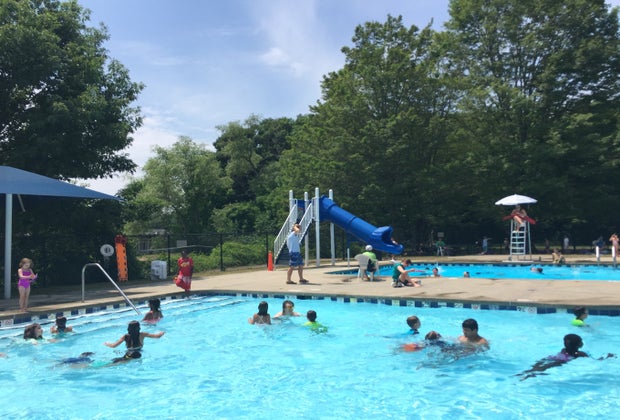 Photo of outdoor pool with slide- Top Swimming Pools with Day Passes