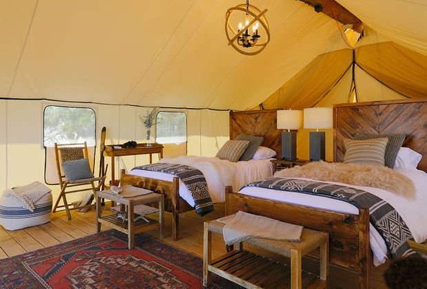 Interior of a Collective Governors Island tent