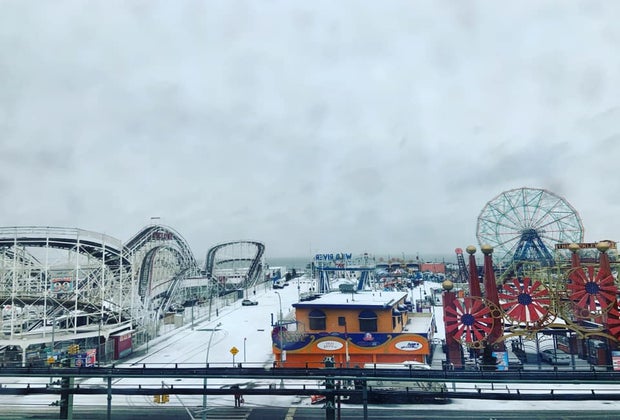 Coney Island covred in snow is a sight to behold