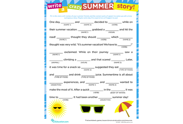 Printable Word Puzzles for Kids: Create a story with free printable word games from Education.com.