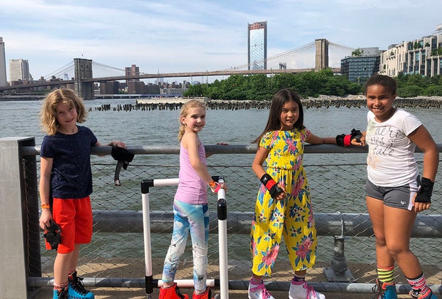 kids roller skating at pier 5