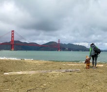 Take baby to the beach to admire San Francisco's most iconic landmark. Crissy Beach photo by Nicole Findlay for Mommy Poppins