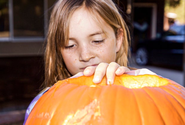 Pumpkin Carving Ideas and Stencils for Halloween: Big kids can do their own.