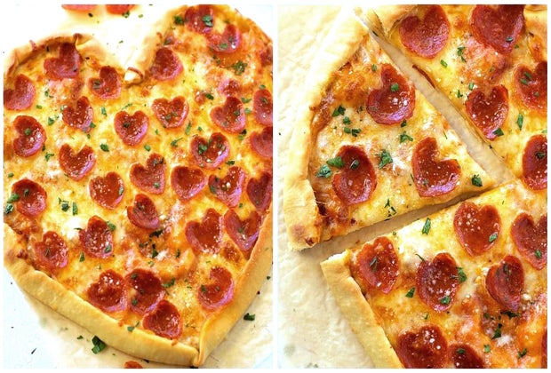 Heart shaped pizza makes everyone fall in love with dinner.