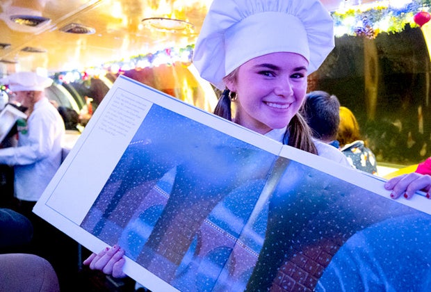 Photo of young lady on Cape Cod Christmas Train.