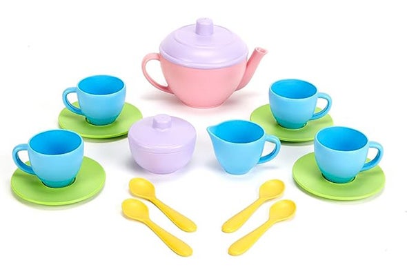 Whether it's with your favorite stuffed animal, friend, or family, it's always time for tea. Photo courtesy of the Green Toys Store on Amazon