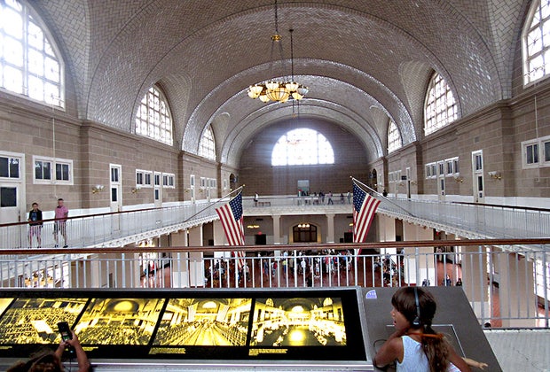 Things to do in NYC with visiting grandparents: Registry room on Ellis Island