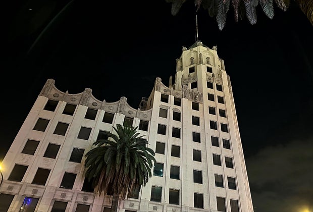 Look close. Can you see any faces in the window of this shockingly abandoned building at Hollywood & Highland?