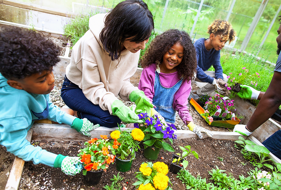 Gardening with your kids is rewarding, results in stuff to eat, and is also great for the planet!