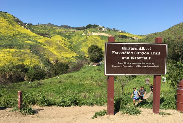Escondido Canyon Trail is a hike that includes a waterfall.