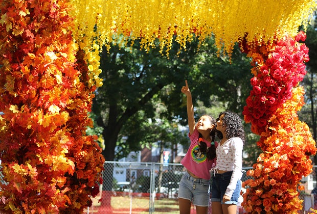 Colors of autumn frame two girls at The Fall Escape