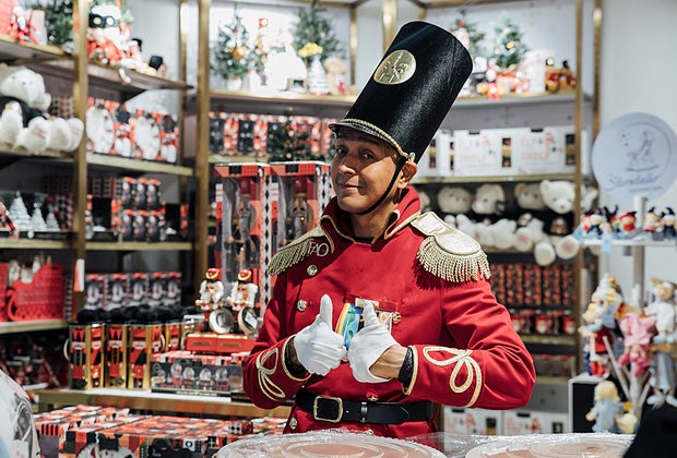 Toy Soldier posing in an empty FAO Schwarz