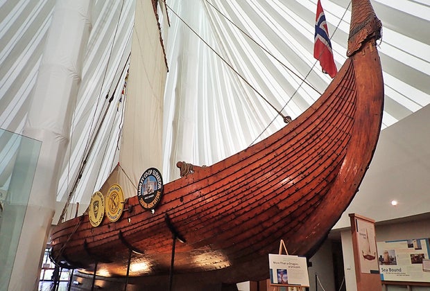 A real-life Viking ship inside the Hjmekomst Center in Fargo, ND